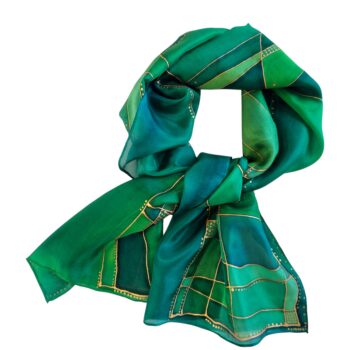 Roheline siidsall kuldse mustriga